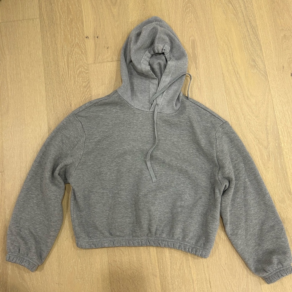Grey Zara hoodie with knit hood, size M